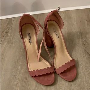 JustFab Alecia pink suede sandal heels